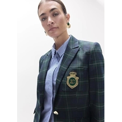 Americana LOLA CASADEMUNT LF2602017 cuadro escoces con escudo Azul-Verde - Imagen 1