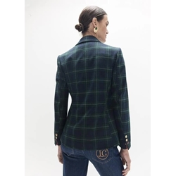 Americana LOLA CASADEMUNT LF2602017 cuadro escoces con escudo Azul-Verde - Imagen 2