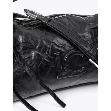 Bandolera Lola Casademunt Efecto Piel Arrugada Negro LF2604040 00N - Imagen 2