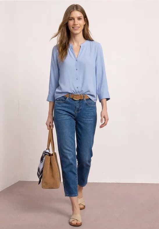 Blusa Street One Splitneck Blue 346641 17501 - Imagen 4