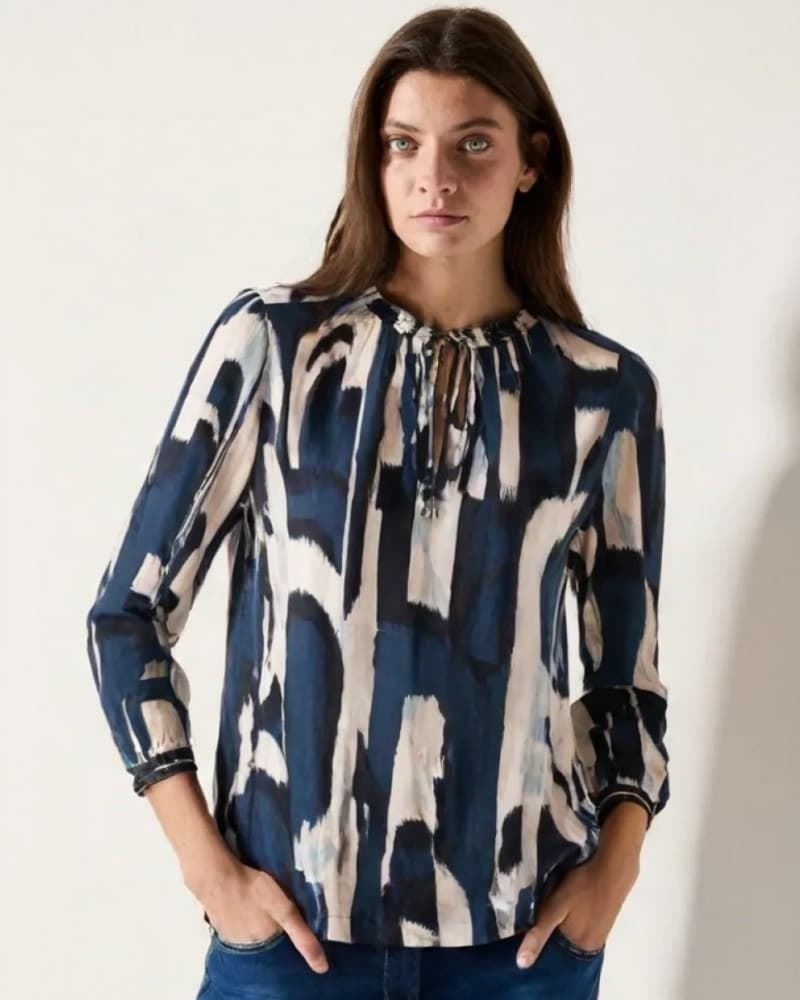 Blusa Street One Tunic blouse w tape 345891 36857 Tide Blue - Imagen 1