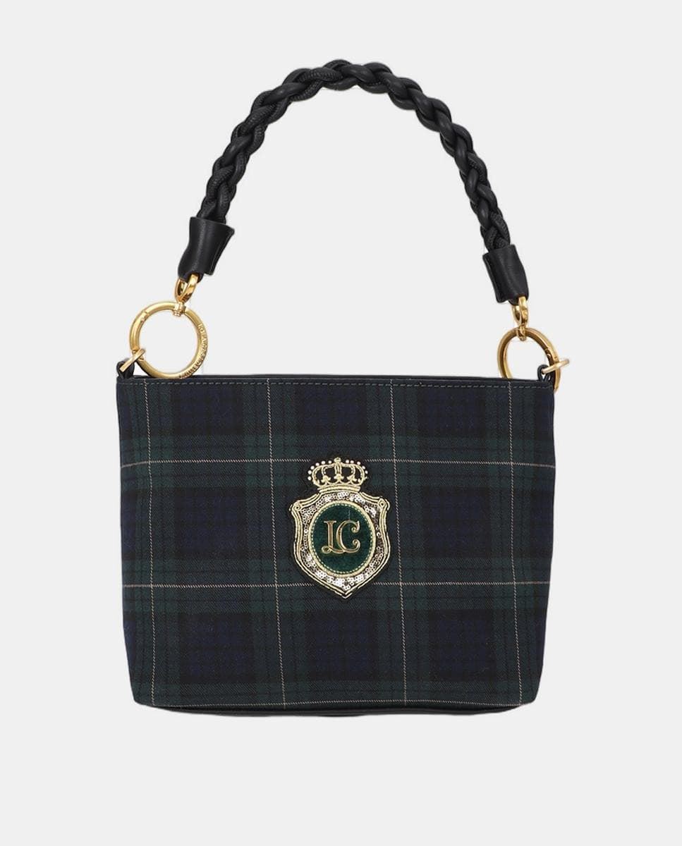 Bolso Lola Casademunt tejido cuadros con parche LF2604007 - Imagen 1