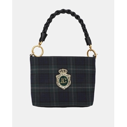Bolso Lola Casademunt tejido cuadros con parche LF2604007 - Imagen 1