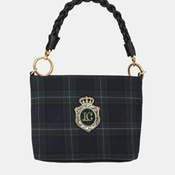 Bolso Lola Casademunt tejido cuadros con parche LF2604007 - Imagen 1