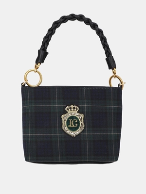 Bolso Lola Casademunt tejido cuadros con parche LF2604007 - Imagen 1