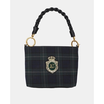 Bolso Lola Casademunt tejido cuadros con parche LF2604007 - Imagen 1