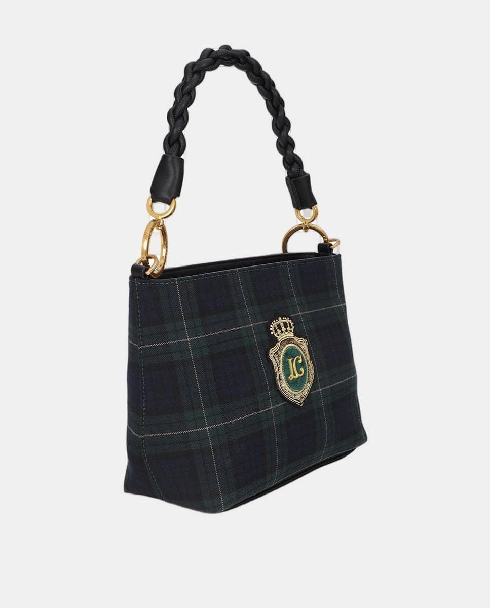 Bolso Lola Casademunt tejido cuadros con parche LF2604007 - Imagen 2