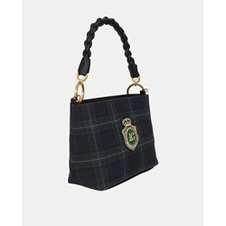 Bolso Lola Casademunt tejido cuadros con parche LF2604007 - Imagen 2