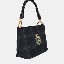 Bolso Lola Casademunt tejido cuadros con parche LF2604007 - Imagen 2