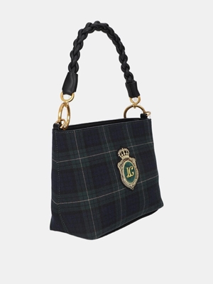 Bolso Lola Casademunt tejido cuadros con parche LF2604007 - Imagen 2