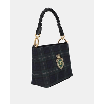 Bolso Lola Casademunt tejido cuadros con parche LF2604007 - Imagen 2