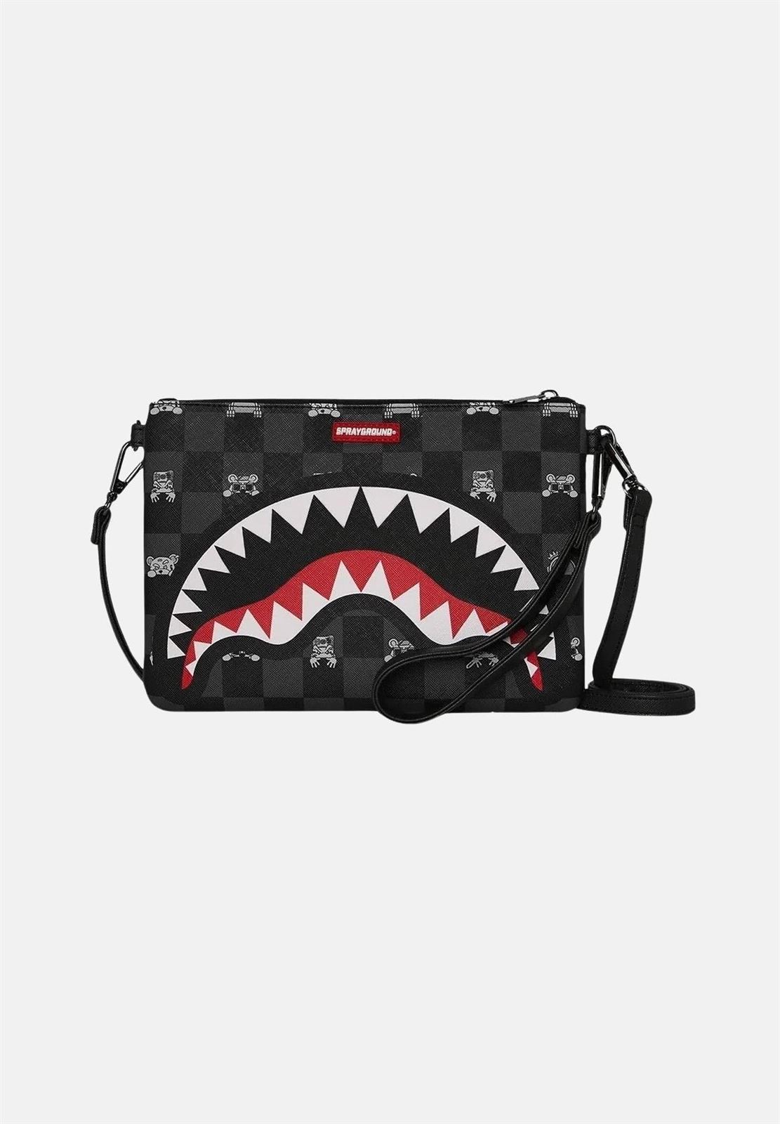 Bolso SPRAYGROUND 910B8915NSZ Gray Peeking Character Check Crossover Clutch - Imagen 1