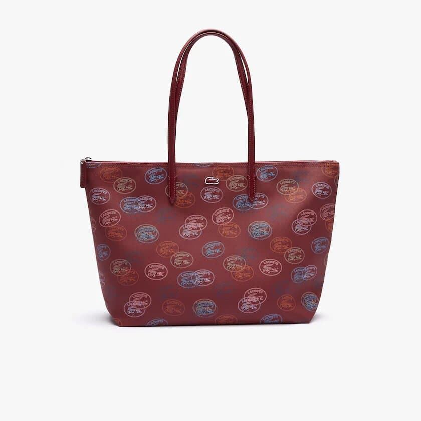 Bolso tote de mujer LACOSTE L.12.12 de lona revestida con estampado de cocodrilos NF3517CX H29 rojo - Imagen 1