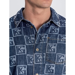 Camisa Gianni Kavanagh GKM006828 Ligh Blue Clone Denim Shirt - Imagen 2