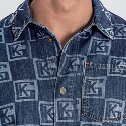 Camisa Gianni Kavanagh GKM006828 Ligh Blue Clone Denim Shirt - Imagen 2