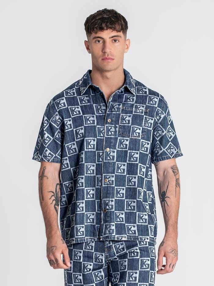 Camisa Gianni Kavanagh GKM006828 Ligh Blue Clone Denim Shirt - Imagen 5