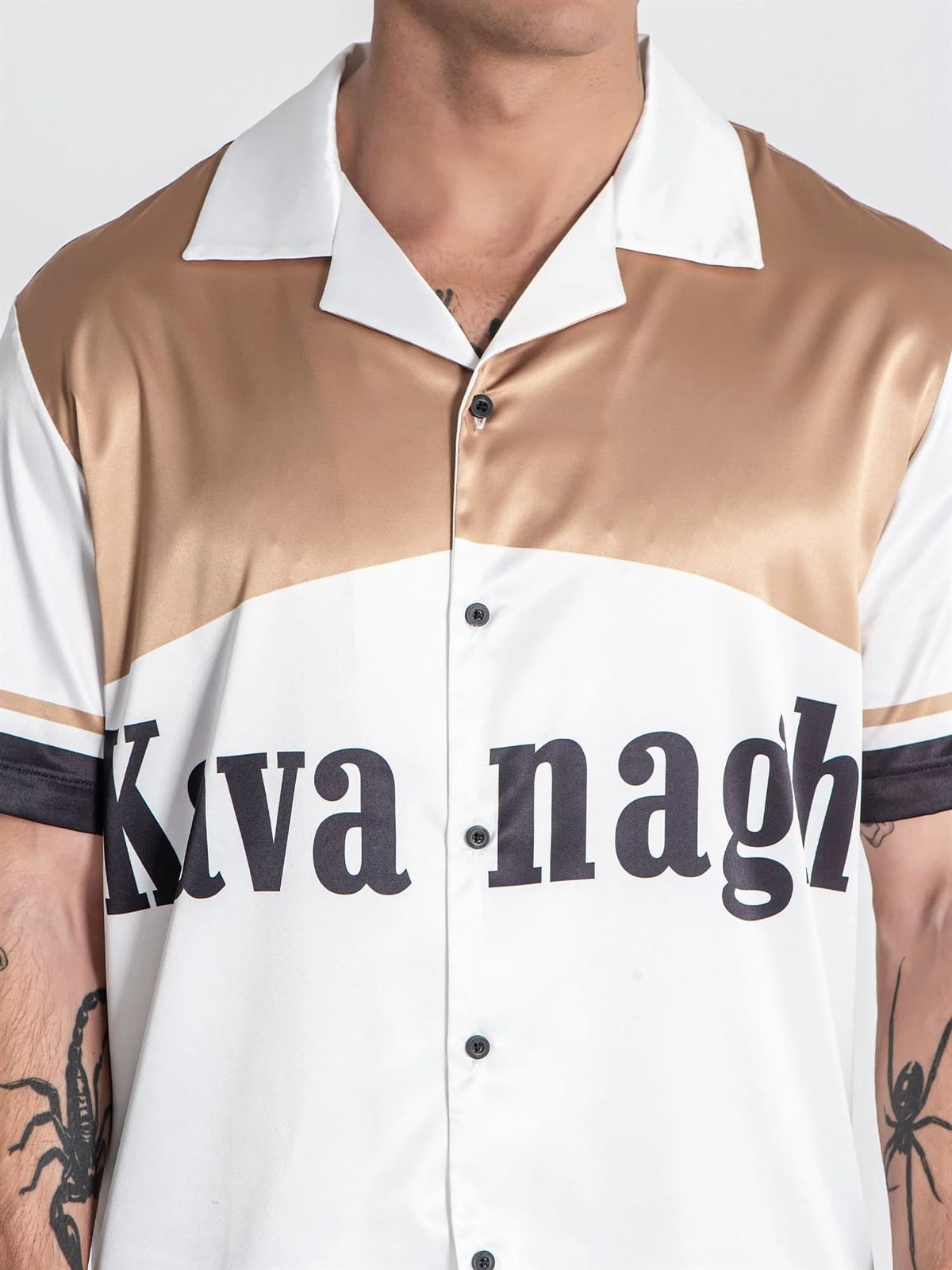 Camisa GIANNI KAVANAGH GKM006846 Gold Smoke Satin Shirt - Imagen 3