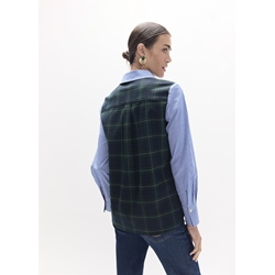 Camisa LOLA CASADEMUNT LS2615037 combinada rayas tartan azul verde - Imagen 2
