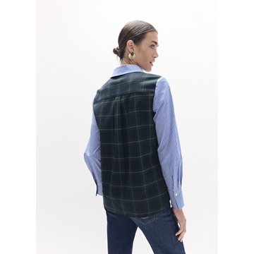 Camisa LOLA CASADEMUNT LS2615037 combinada rayas tartan azul verde - Imagen 2