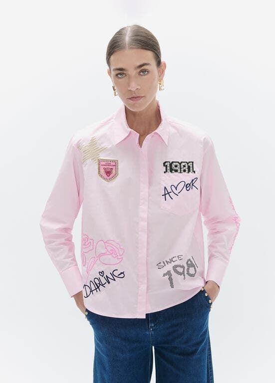 Camisa Lola Casademunt popelín con detalles y parches LF2615021 - Imagen 1