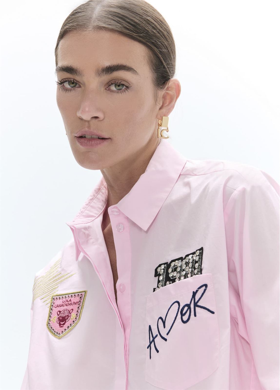 Camisa Lola Casademunt popelín con detalles y parches LF2615021 - Imagen 4