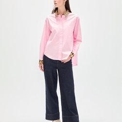 Camisa popelin puños contraste animal print LOLA CASADEMUNT rosa - Imagen 2