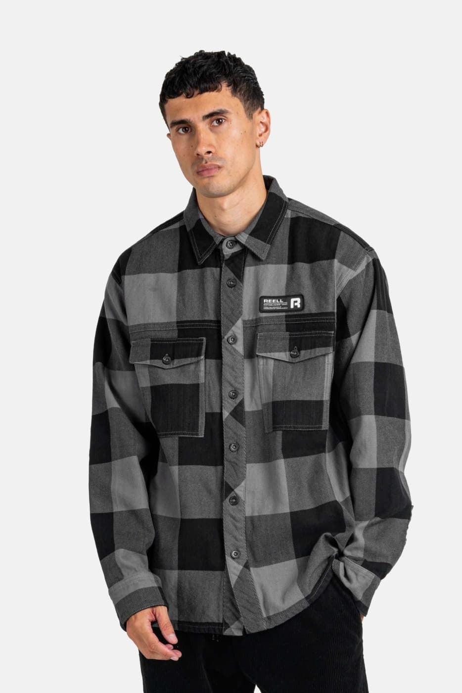 Camisa REELL RE3741 Freeman Shirt Check Black Grey - Imagen 1