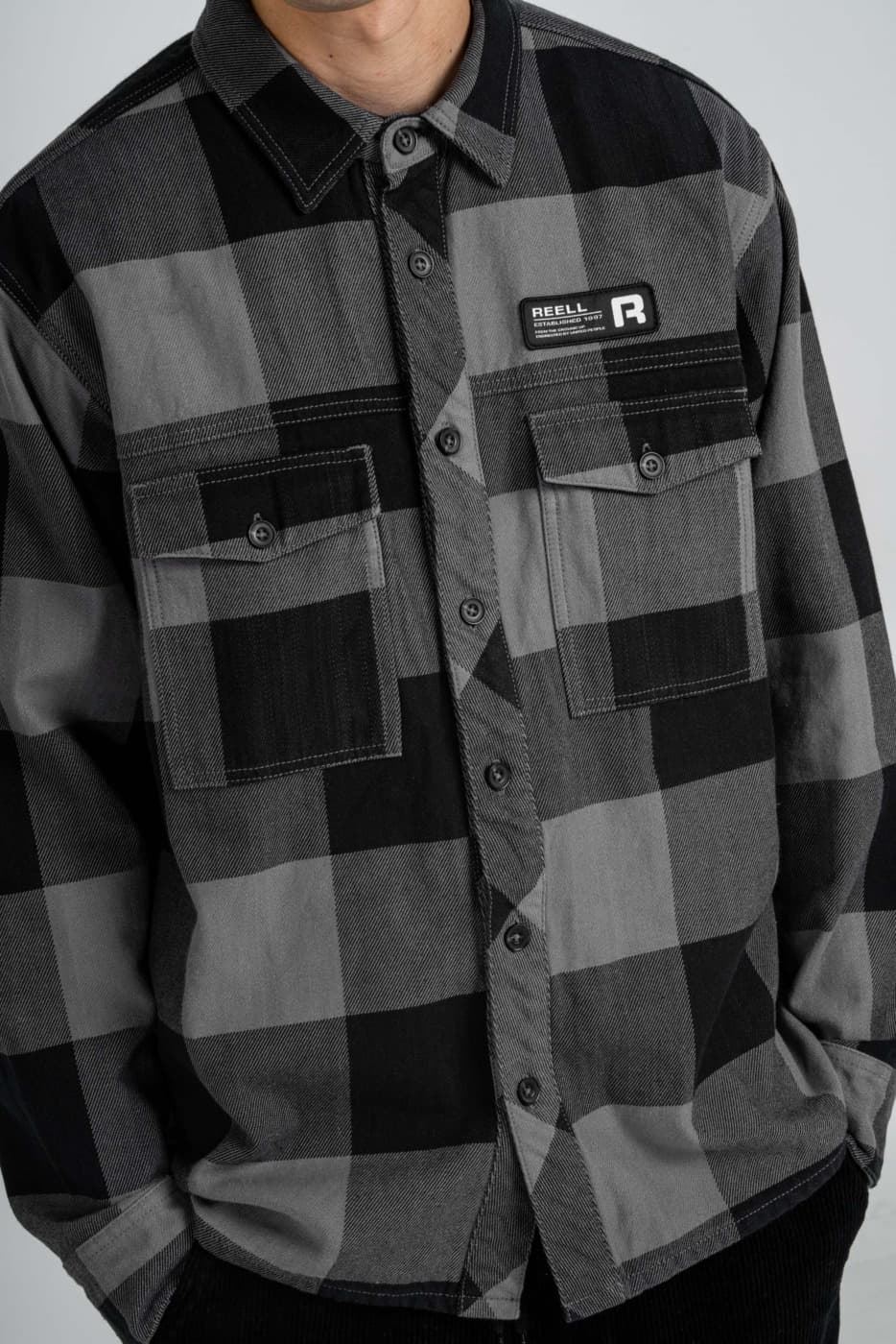 Camisa REELL RE3741 Freeman Shirt Check Black Grey - Imagen 4