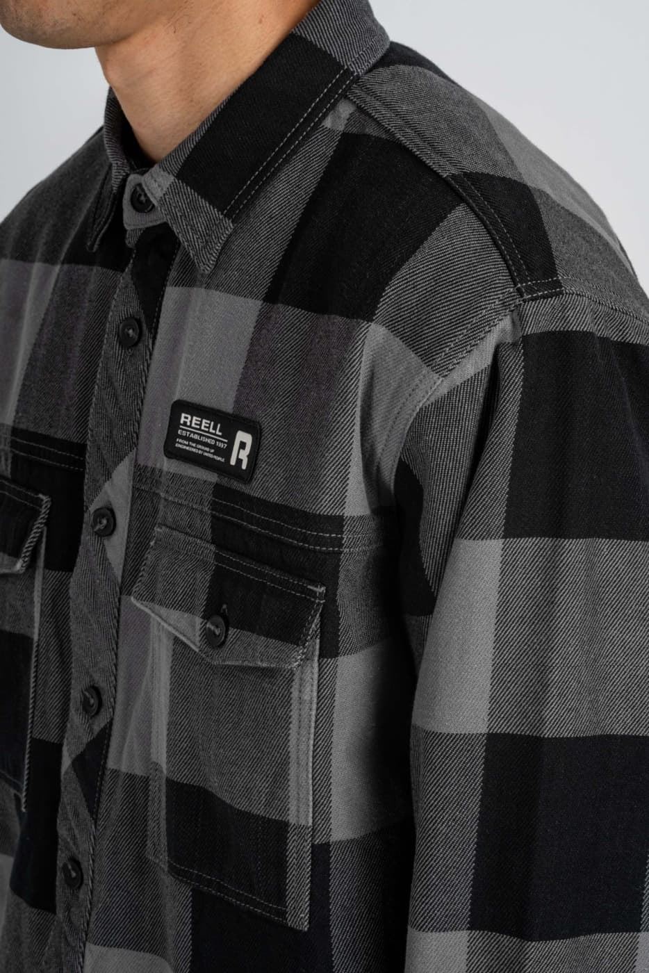 Camisa REELL RE3741 Freeman Shirt Check Black Grey - Imagen 5