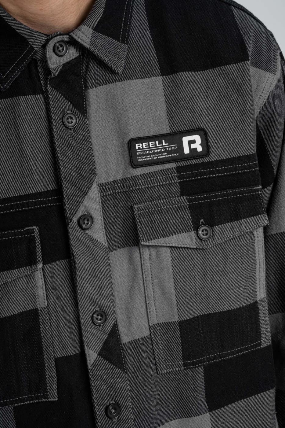 Camisa REELL RE3741 Freeman Shirt Check Black Grey - Imagen 6