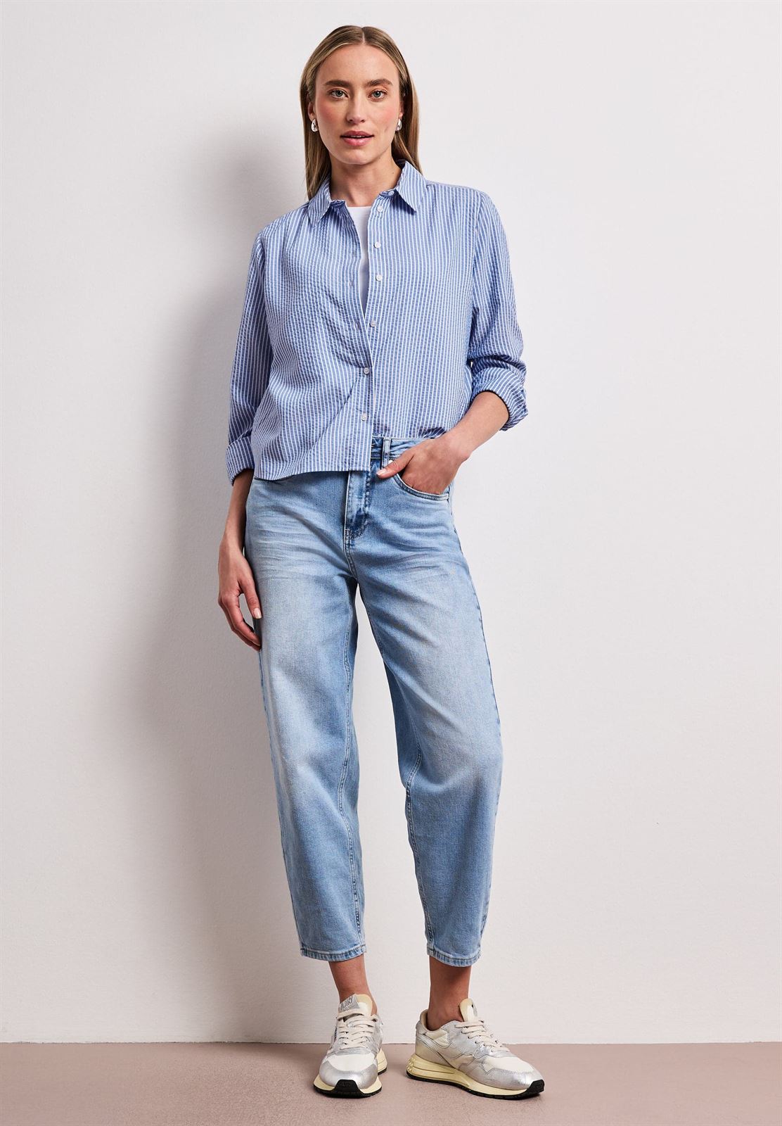 Camisa Street One Blue Seersucker 346589 22289 - Imagen 2