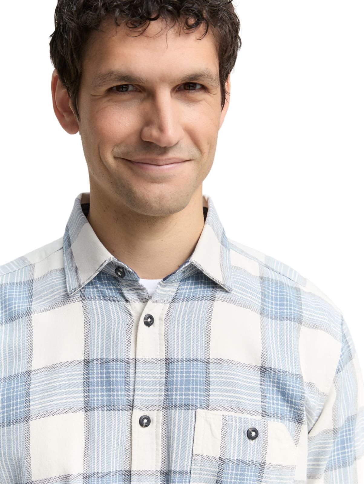 Camisa Tom Tailor Comfort Checked Shirt Blue & White 1048426 38914 - Imagen 3