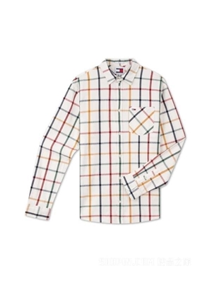 Camisa TOMMY JEANS DM0DM18334 YBR white check - Imagen 1