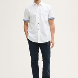 Camisa White Tom Tailor Structured Slubyarn 1049602 20000 - Imagen 1