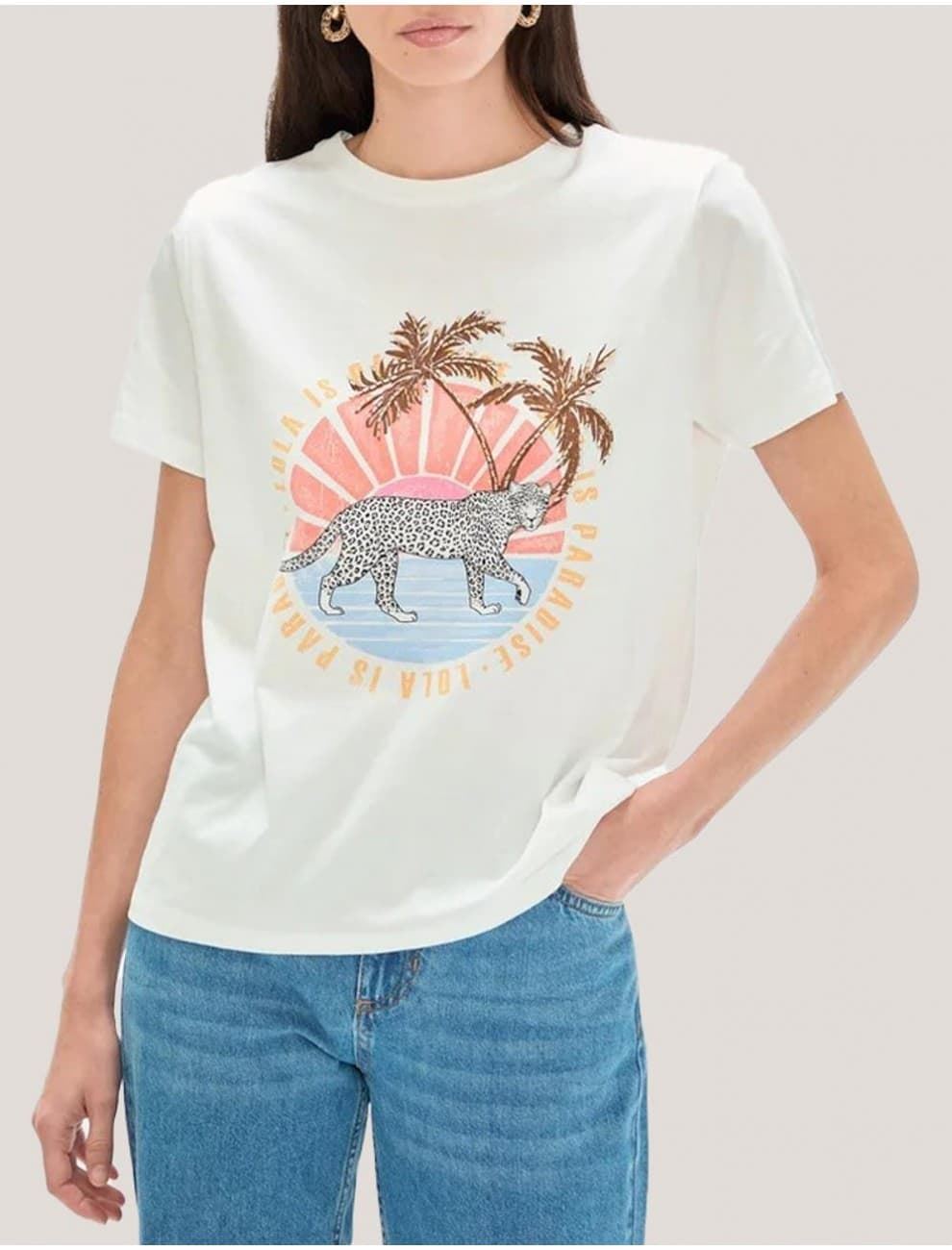 Camiseta animal con palmeras Lola Casademunt LS2615019 - Imagen 1