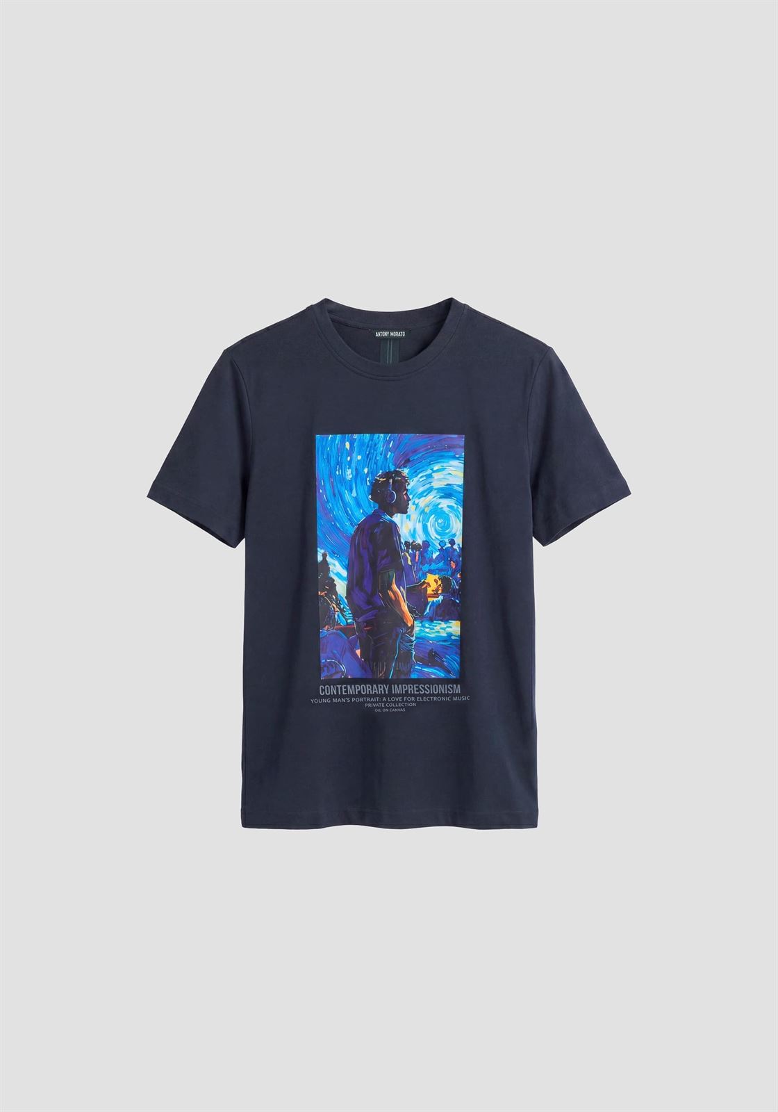 Camiseta Antony Morato Regular Fit Azul Marina MMKS02711 FA100240 7139 - Imagen 1