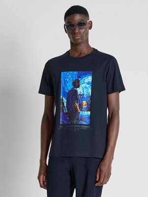 Camiseta Antony Morato Regular Fit Azul Marina MMKS02711 FA100240 7139 - Imagen 2