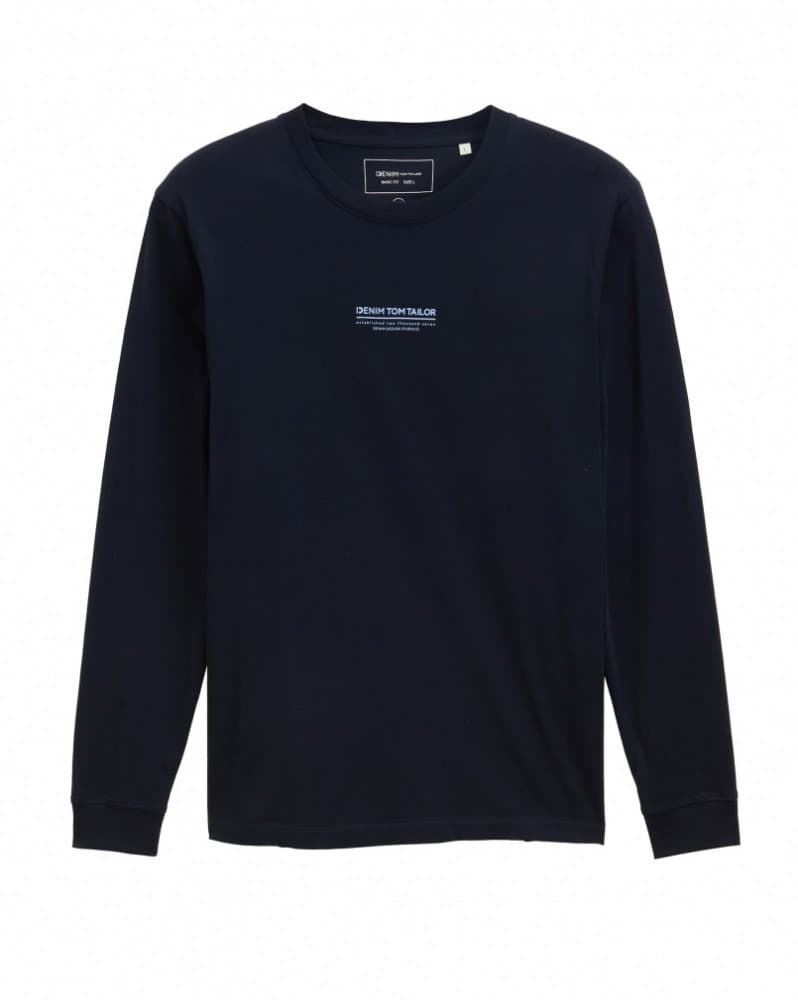 Camiseta Azul Marino Tom Tailor Printed Longsleeve Sky Captain Blue 1047403 10668 - Imagen 1
