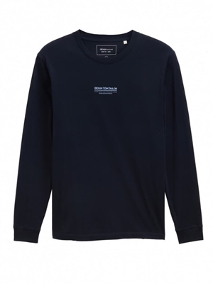Camiseta Azul Marino Tom Tailor Printed Longsleeve Sky Captain Blue 1047403 10668 - Imagen 1