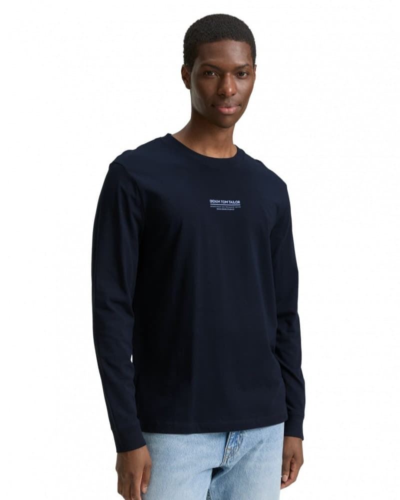 Camiseta Azul Marino Tom Tailor Printed Longsleeve Sky Captain Blue 1047403 10668 - Imagen 2