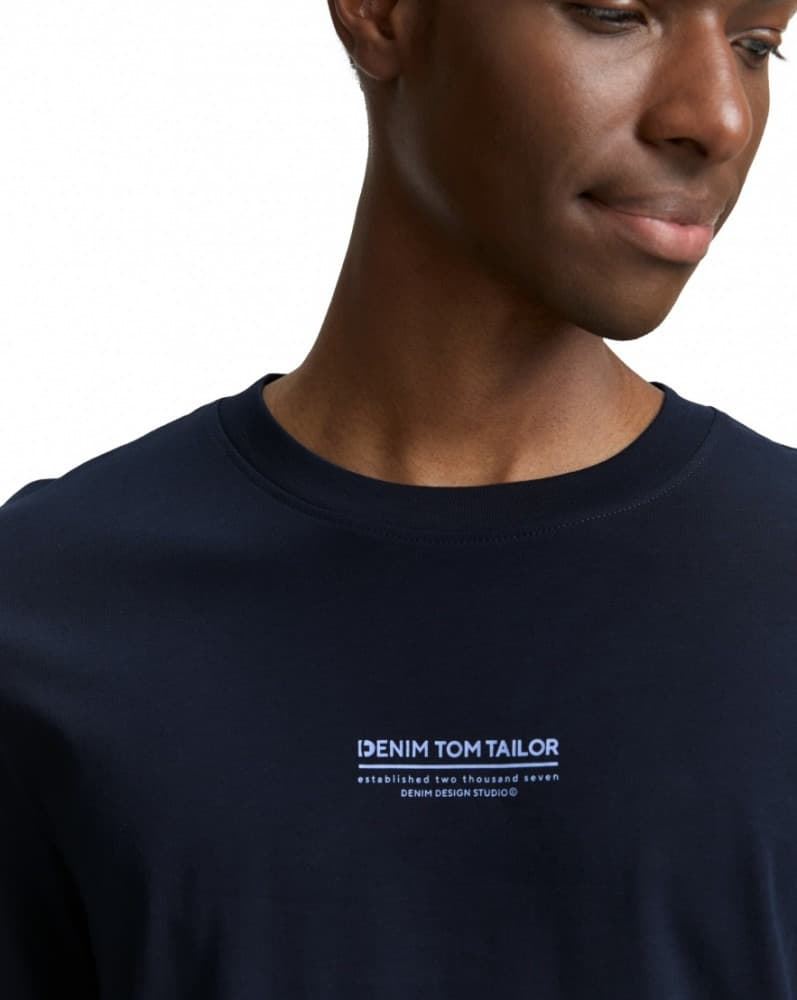 Camiseta Azul Marino Tom Tailor Printed Longsleeve Sky Captain Blue 1047403 10668 - Imagen 4