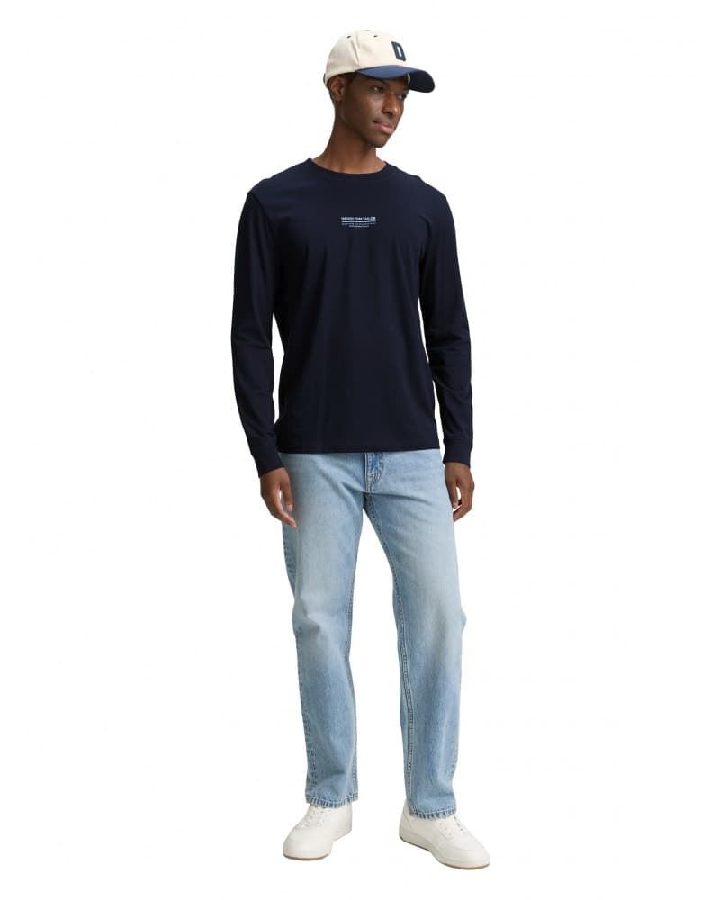 Camiseta Azul Marino Tom Tailor Printed Longsleeve Sky Captain Blue 1047403 10668 - Imagen 5