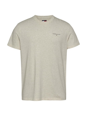 Camiseta Beige Tommy Jeans Beige Oat Marl Htr Slim Linear Chest Tee Ext DM0DM21188AE3 - Imagen 1