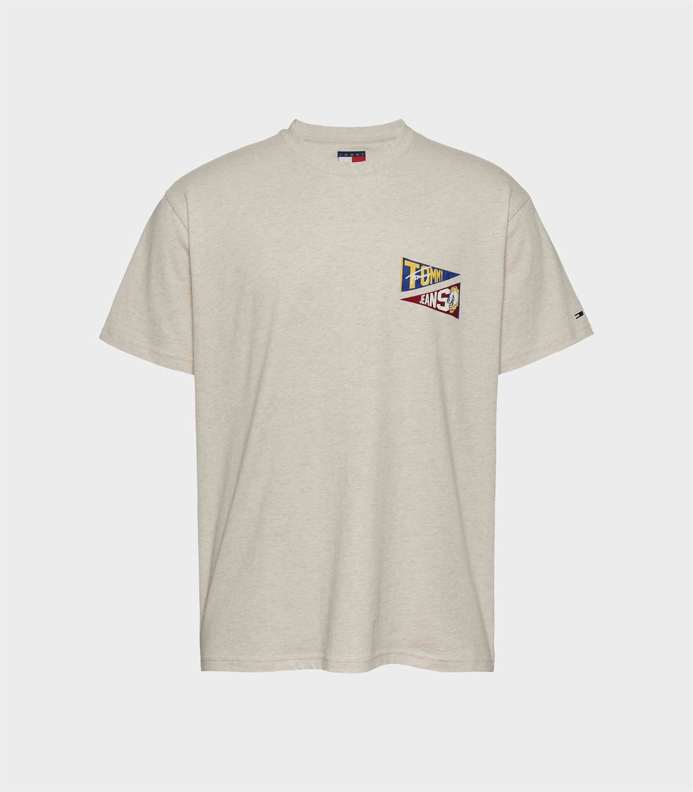 Camiseta Beige Tommy Jeans Rlx Uni Flag Tiger Tee - Imagen 1