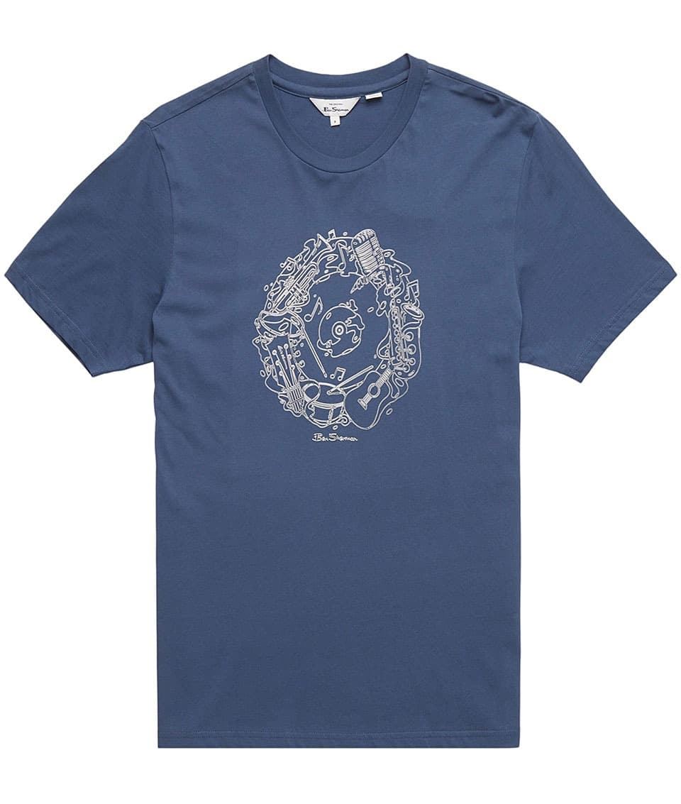 Camiseta Bem Sherman 0071368 850 Music Flow Target Tee blue denim - Imagen 3