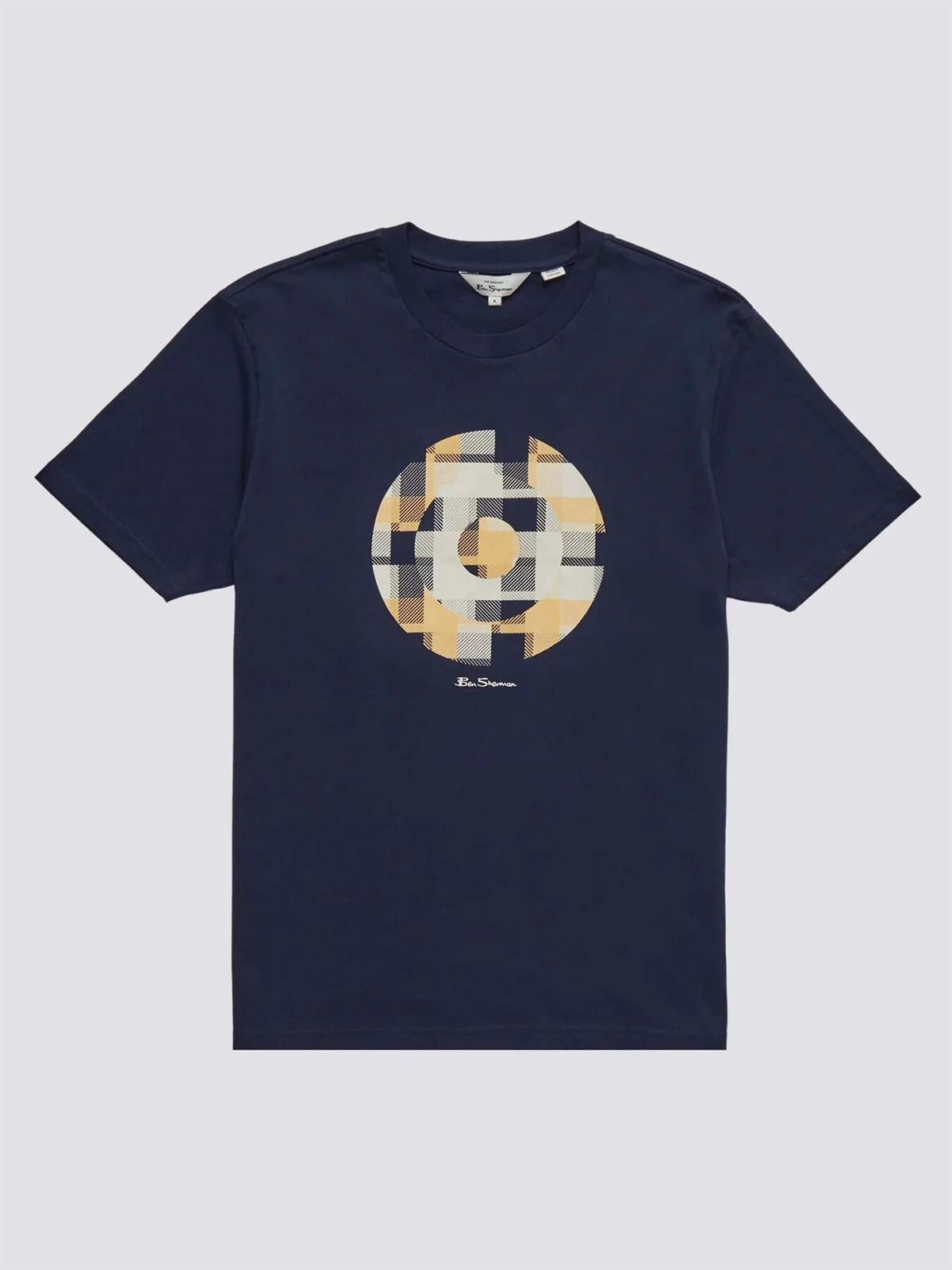 Camiseta Ben Sherman 0068145 035 Fractured Gingham target azul - Imagen 3