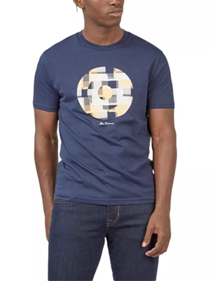 Camiseta Ben Sherman 0068145 035 Fractured Gingham target azul - Imagen 1