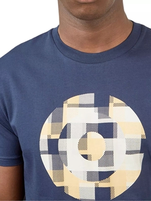 Camiseta Ben Sherman 0068145 035 Fractured Gingham target azul - Imagen 2