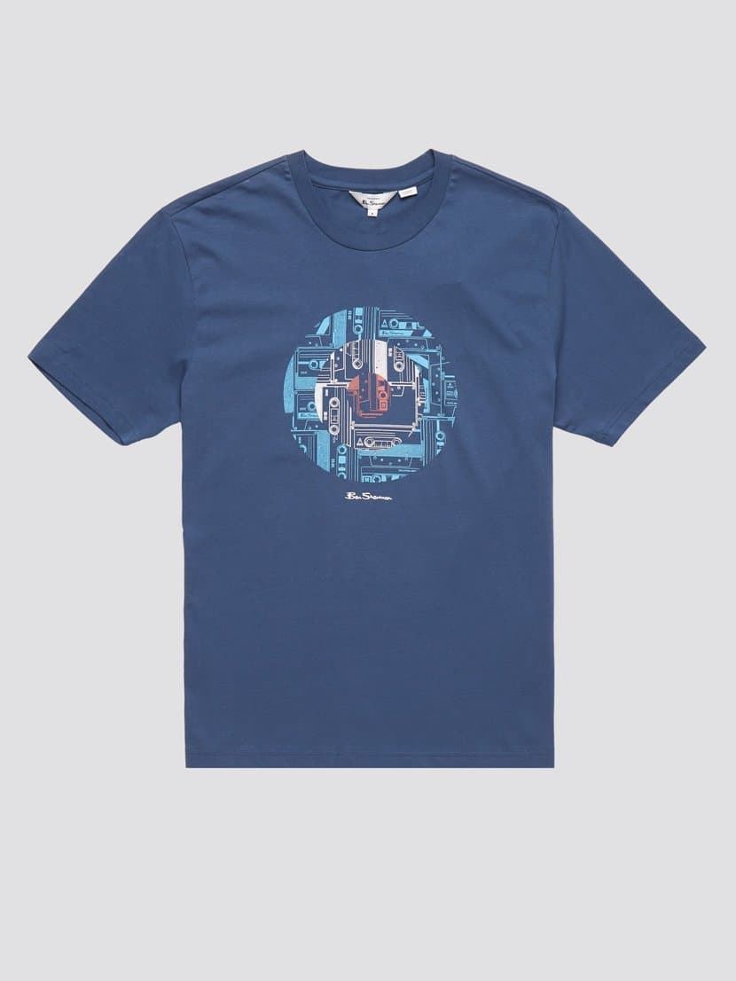 Camiseta Ben Sherman 0071367 850 Retro Tape Target  Blue Denim - Imagen 1