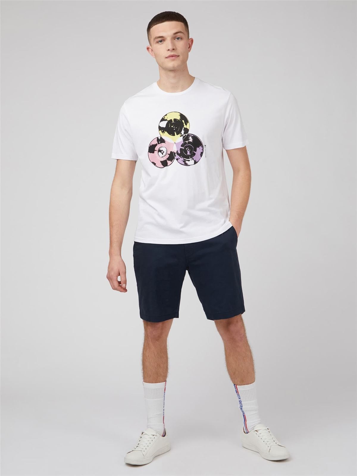 Camiseta Ben Sherman 0071370 010 Drop The Needle white - Imagen 3